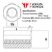 M16 x 48mm Hexagon Stud Connector Nut Steel BZP, DIN 6334