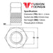 M2.3 Hex Full Nut Metric A2 (303) Stainless Steel, DIN 934