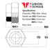 Size guide for the M27 Nylon Nut, Nyloc Insert Nut, T Type (Standard) Metric, A2 (304) Stainless Steel, DIN 985