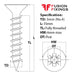 Size guide for the 3mm (No.4) x 35mm Pozi Countersunk Full-Thread Chippy Wood Screws, A2 (304) Stainless Steel