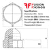 Size guide for  the M3 Hex Dome Nut, Metric, Class 6 Steel, BZP, DIN 1587