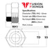Size guide for the M42 Nylon Nut, Nyloc Insert Nut, T Type (Standard) Metric, Class 6 Steel BZP, DIN 985