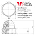 Size guide for the M4 Hex Dome Nut, Metric, A2 (304) Stainless Steel, DIN 1587