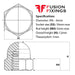 Size guide for the M6 Hex Dome Nut, Metric, Class 6 Steel, BZP, DIN 1587
