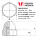 Size guide for the M7 Hex Dome Nut Metric A2 (304) Stainless Steel, DIN 1587