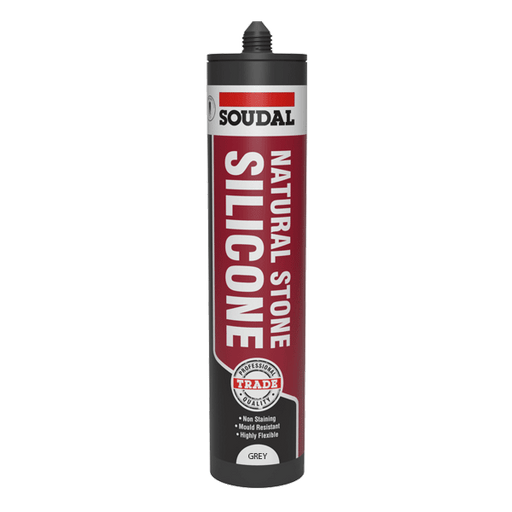 Soudal Trade Natural Stone Silicone Sealant, Grey 290ml (155479)