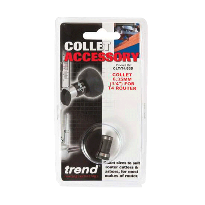Trend 6.35mm (1/4 inch) One-Piece Collet for T4 Router (CLT/T4/635) - Clearance