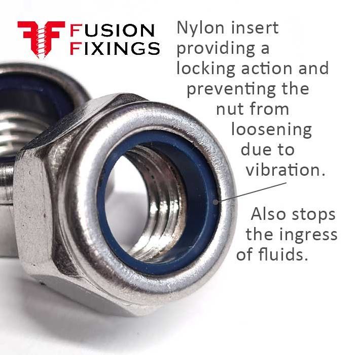 Information image for the M22 Nyloc Nut (Nylon Insert Nut) T Type, Stainless Steel DIN 985
