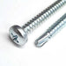 Close-up product image for 4.2mm (No.8) x 22mm, pan head self drilling screw (TEK), BZP, DIN 7504 N H