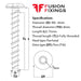 Size guide for the M6 (8mm) x 75mm Pan Head Ankerbolt, (T30) BZP Grade 8.8 steel