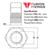 Size guide for the M5 Nylon Nut, White Plastic Nut