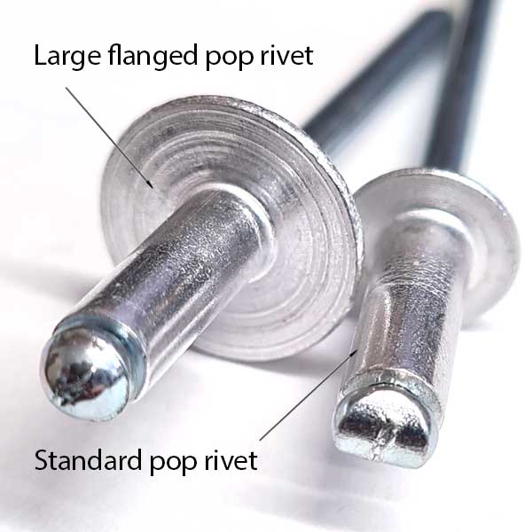 4.8 x 30mm Large Flange Pop Rivets, Aluminium - steel Dome Rivets