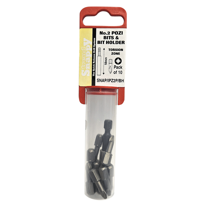 Trend Snappy No.2 x 25mm Pozi Bits x 10, Bit Holder Included (SNAP/IPZ2P/BH) - Clearance