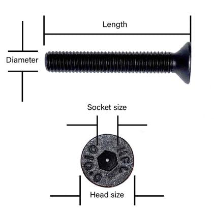 M10 x 20mm Socket Countersunk Machine Screw Self Colour DIN 7991