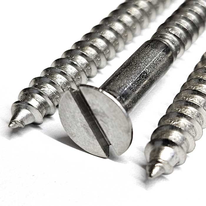Detail image of the Slotted Countersunk Wood Screw in A2 Stainless Steel, DIN 97 from Fusion Fixings.