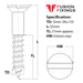 Size guide for the 5mm (No.10) x 35mm Slotted Countersunk Wood Screw, A2 Stainless Steel, DIN 97