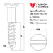 Size guide for the 6mm (No.14) x 100mm Slotted Countersunk Wood Screw, A2 Stainless Steel, DIN 97