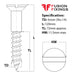 Size guide image for the 6mmm (No.14) x 120mm Slotted Countersunk Wood Screw, A2 Stainless Steel, DIN 97
