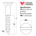 Size guide for the 6mm (No.14) x 90mm Slotted Countersunk Wood Screw in A2 Stainless Steel, DIN 97 from Fusion Fixings.