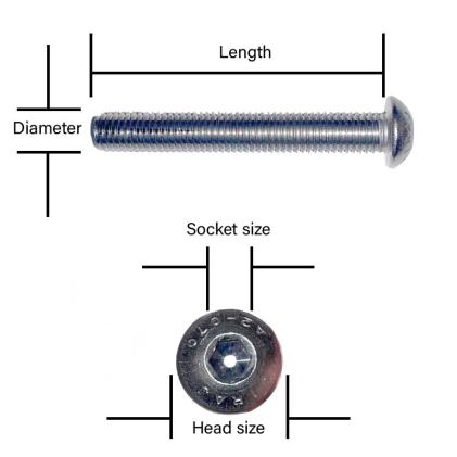 M2 x 10mm Socket Button Head Screw A2 Stainless ISO 7380