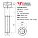 Size guide for the M12 x 35mm Socket Cap Head Screw, BZP Grade 12.9 DIN 912