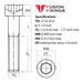 Size guide for the 5/16 UNC x 5 1/2 Inch Socket Cap Head Screw, A2 Stainless Steel (ASME B18.3)