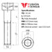 Size guide for the 10-24 UNC x 3/4 Inch Socket Cap Head Screw, A2 Stainless Steel (ASME B18.3)