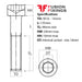sIZE GUIDE FOR THE M16 x 135mm Socket Cap Head Screw, Self Colour, DIN 912