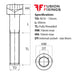 Size guide for M10 x 30mm Socket Cap Head Screw, A2 Stainless Steel DIN 912