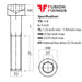 Size guide for 3/8 UNC x 5 Inch Socket Cap Head Screw, A2 Stainless Steel (ASME B18.3)