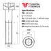 Size guide for 3/8 UNF x 1 1/4 Inch Socket Cap Head Screw, A2 Stainless Steel (ASME B18.3)