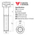 Size guide for 5/16 UNF x 3/4 Inch Socket Cap Head Screw, A2 Stainless Steel (ASME B18.3)