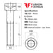 Size guide for M4 x 65mm Socket Cap Head Screw, A2 Stainless Steel DIN 912
