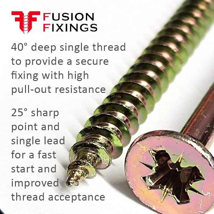 6 x 220mm Pozi Countersunk Timco Solo Chippy Wood Screws, Zinc & Yellow, Box of 100 (60220SOLOC)