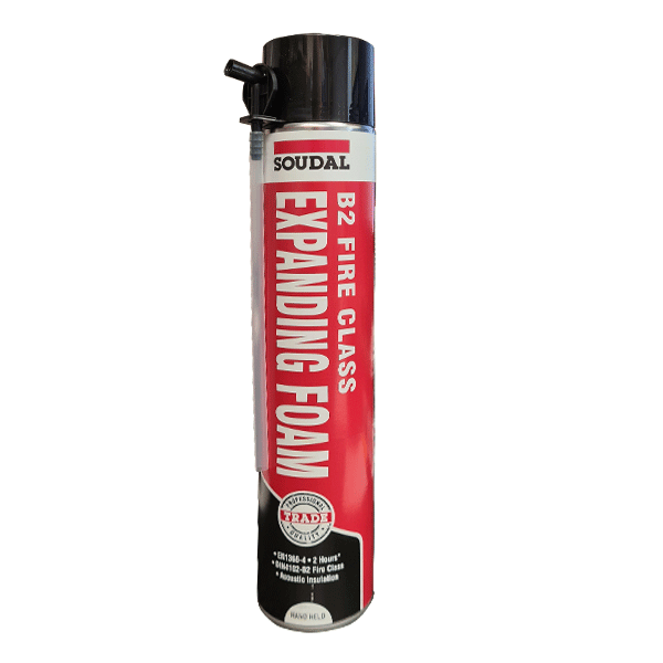Soudal B2 Fire Rated Expanding Foam, Hand Held, 750ml (123234). Part of a larger range of fire resistant expanding foams from Fusion Fixings