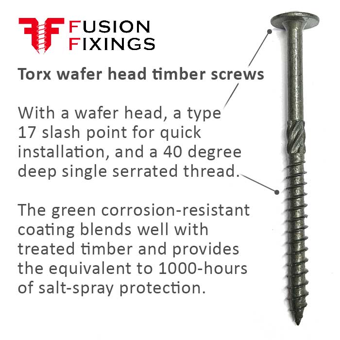 Spectre wafer head decking timber screw info diagram