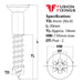 Size guide for the 4mm (No.8) x 30mm Pozi Countersunk Wood Screw, A2 Stainless Steel, DIN 7997
