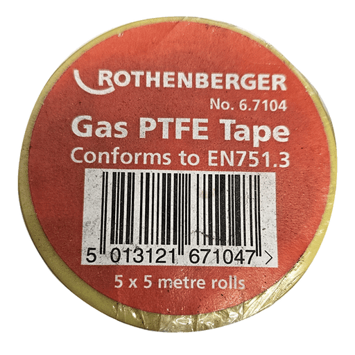 Rothenberger PTFE Gas Tape 30m, Pack of 5 (67104) - CLEARANCE