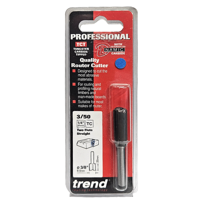 9.5 x 25mm Cut Trend Two Flute Router Cutter 1/5 Inch Shank (3/50X1/4TC) - Clearance