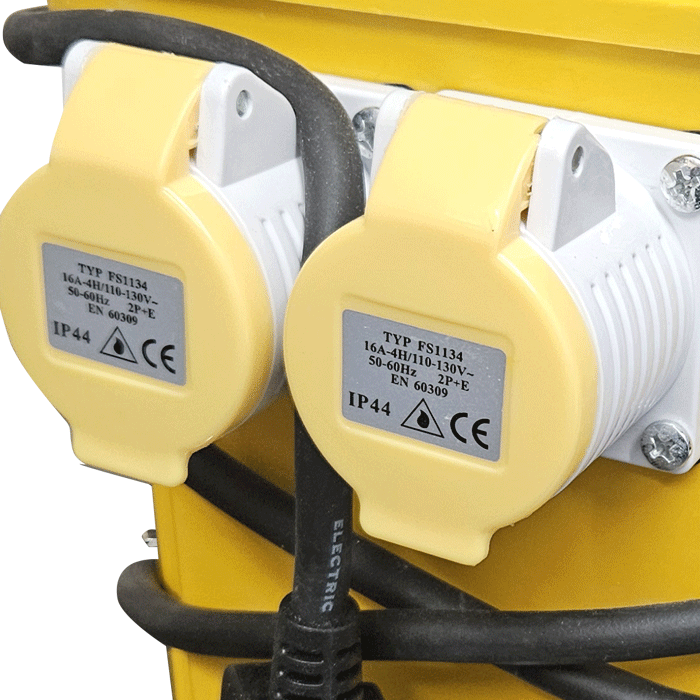 Faithfull Power Plus TRAN33A – 3.3 kVA Dual-Socket 110 V Site Transformer, IP44 Weatherproof 2
