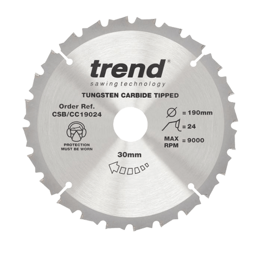 Trend CraftPro Circular Saw Blade 190mm x 30mm x 24T (CSB-CC19024) CLEARANCE