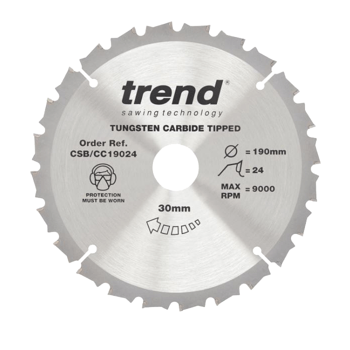Trend CraftPro Circular Saw Blade 190mm x 30mm x 24T (CSB-CC19024) CLEARANCE