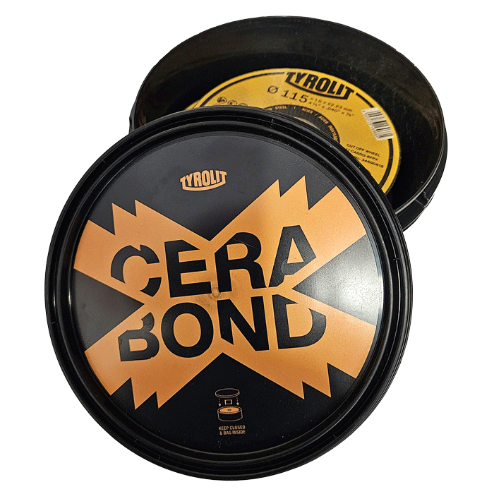 Tyrolit CERABOND X Cutting Discs, 115 x 1mm, Metal Cutting Discs, 41 CA60Q-BFPX (Tub of 25)