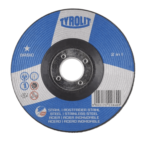 Tyrolit Grinding Discs, 125 x 6mm, BASIC 2in1 Rough Grinding Wheel, 27C, A30 Q-BF (Pack of 10)