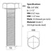 Size guide for the 3/4″ UNC x 2 1/2″ Hex Set Screw (Fully Threaded Bolt) Grade 5 (8.8) BZP, BS 1768