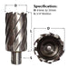 Information guide for 43 x 50mm Unibor Mag Drill bit, Long Series, 43L