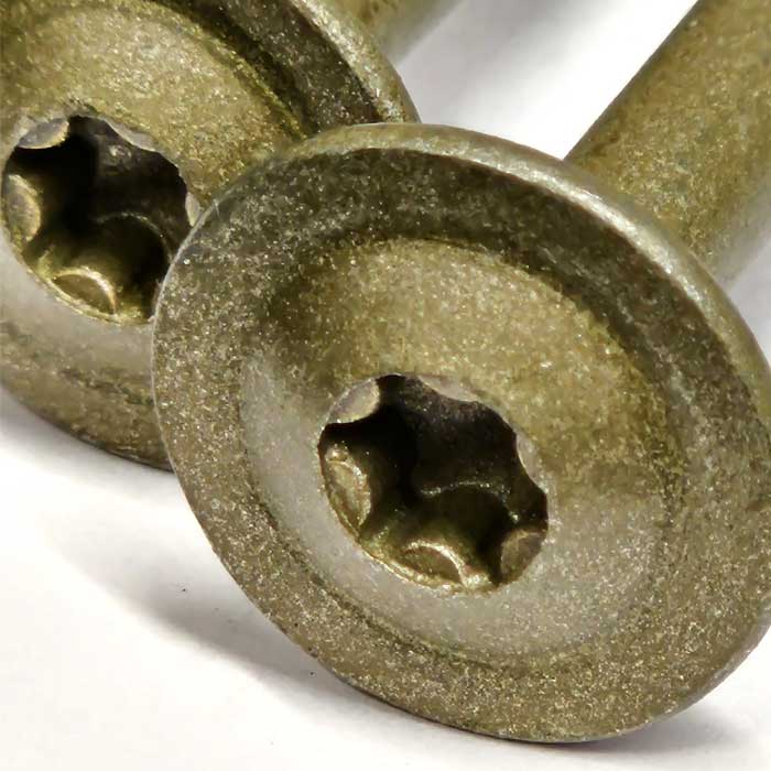 Head detail image of the wafer head timber screw from Fusion Fixings