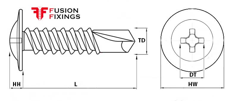 Buy wafer head self drilling screws (TEK) 4.2mm x 16mm 1000pc, BZP
