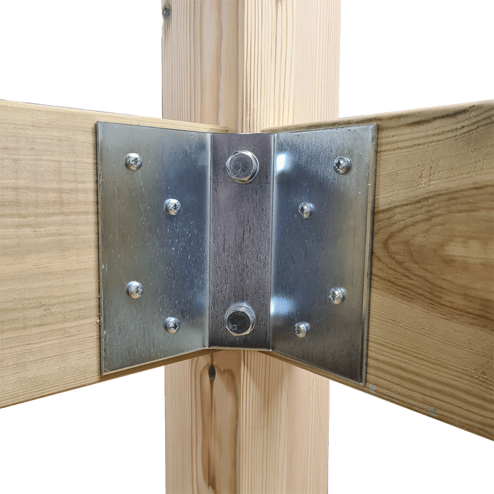 Fully galvanised decking frame corner bracket with screws