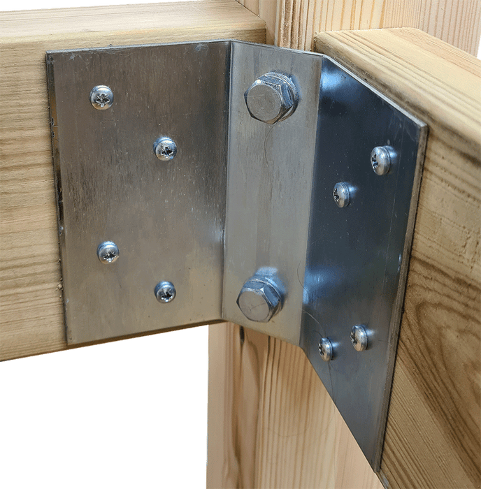 Decking Frame Corner Support Bracket Kit installtion image showing the bracket in situ